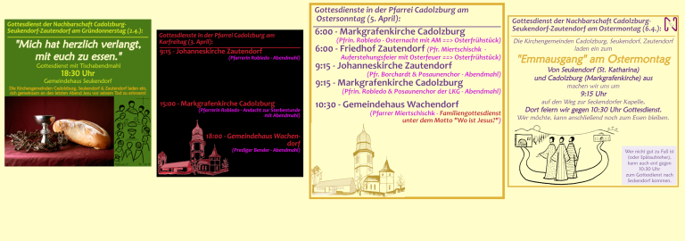 Gottesdienstübersicht Gründonnerstag bis Ostermontag - Slider
