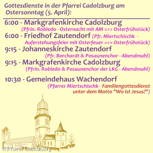 Gottesdienste Ostersonntag